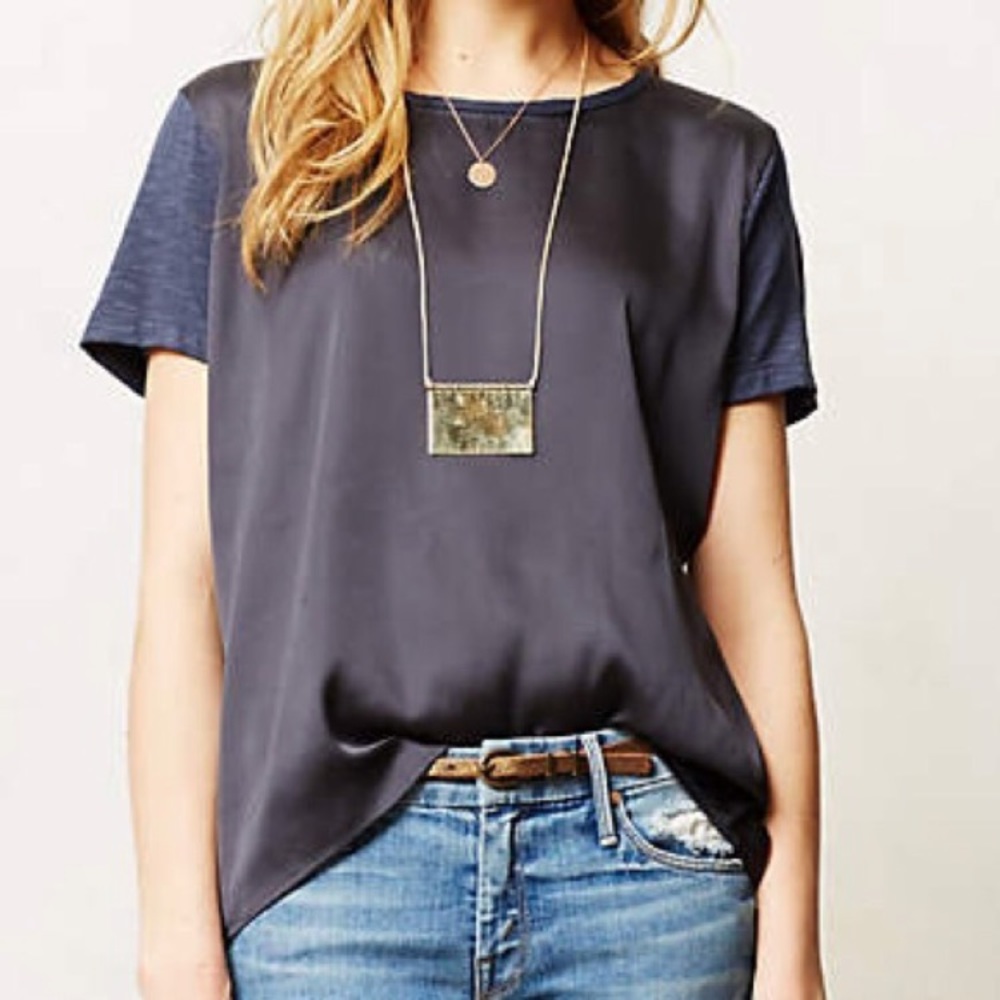 Anthropologie Navy Blue Top